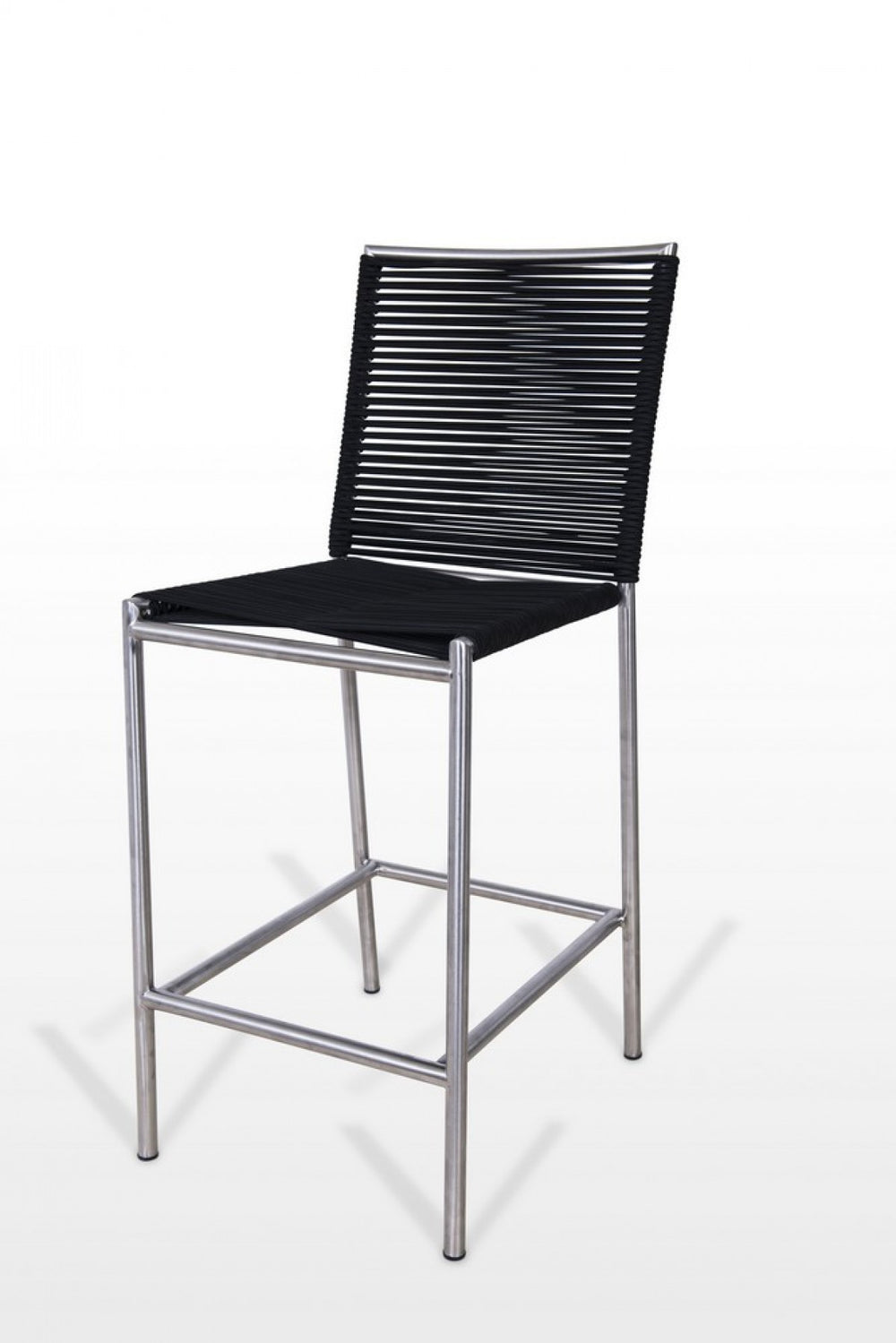 30" Black And Silver Stainless Steel Bar Height Bar Chair - Homeroots