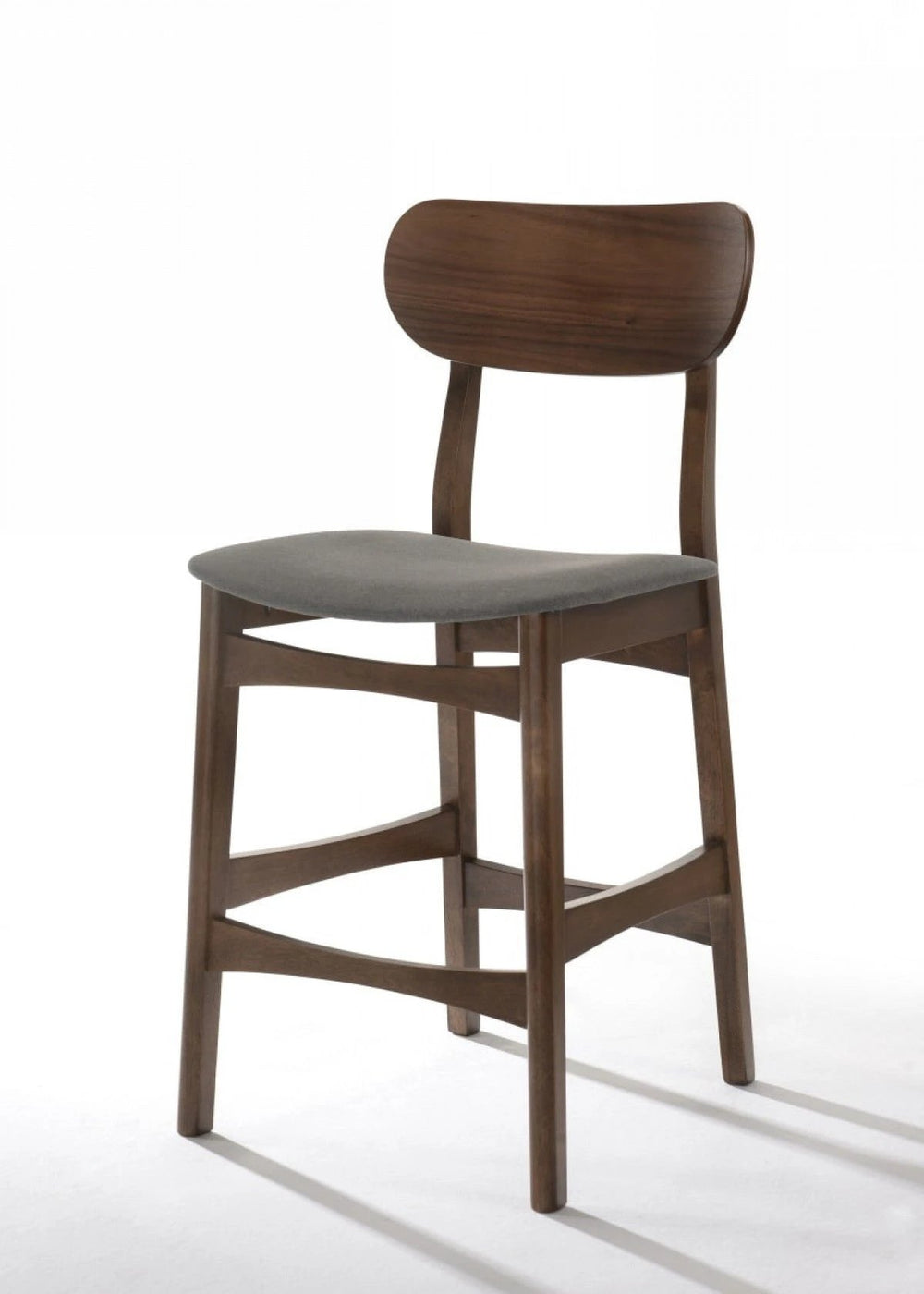 Set of Two 29" Gray And Brown Solid Wood Low Back Bar Height Bar Chairs - Homeroots