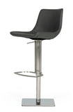 29" Gray And Silver Faux Leather And Stainless Steel Swivel Low Back Bar Height Bar Chair - Homeroots
