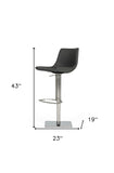 29" Gray And Silver Faux Leather And Stainless Steel Swivel Low Back Bar Height Bar Chair - Homeroots