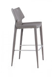 Set of Two 30" Gray Faux Leather And Steel Low Back Bar Height Bar Chairs - Homeroots