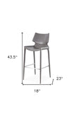 Set of Two 30" Gray Faux Leather And Steel Low Back Bar Height Bar Chairs - Homeroots