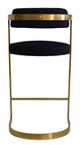 26" Black And Gold Velvet And Stainless Steel Low Back Counter Height Bar Chair - Homeroots