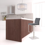 37" Gray And Silver Faux Leather And Stainless Steel Swivel Low Back Adjustable Height Bar Chair - Homeroots
