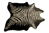 6' X 7' Off White And Black Zebra Print Genuine Cowhide Area Rug - Homeroots