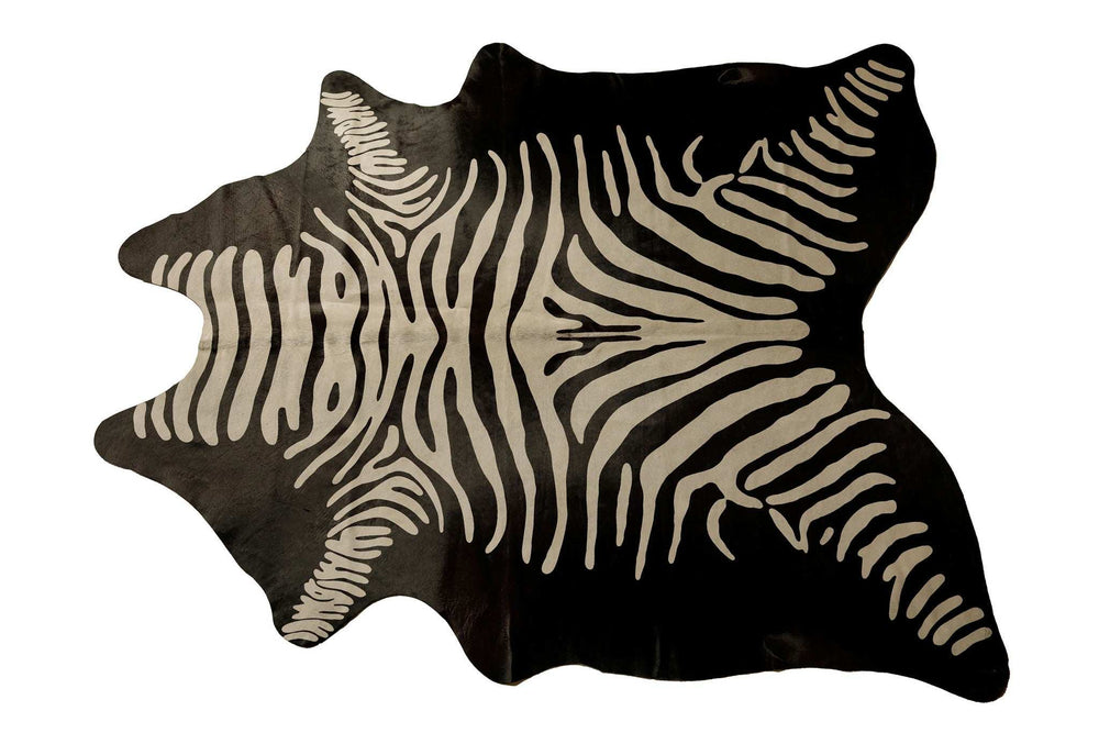 6' X 7' Off White And Black Zebra Print Genuine Cowhide Area Rug - Homeroots - Flyclothing LLC