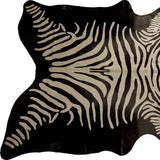 6' X 7' Off White And Black Zebra Print Genuine Cowhide Area Rug - Homeroots