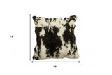 18" X 18" Black And White Rabbit Zippered Natural Fur Animal Print Throw Pillow - Homeroots - Flyclothing LLC