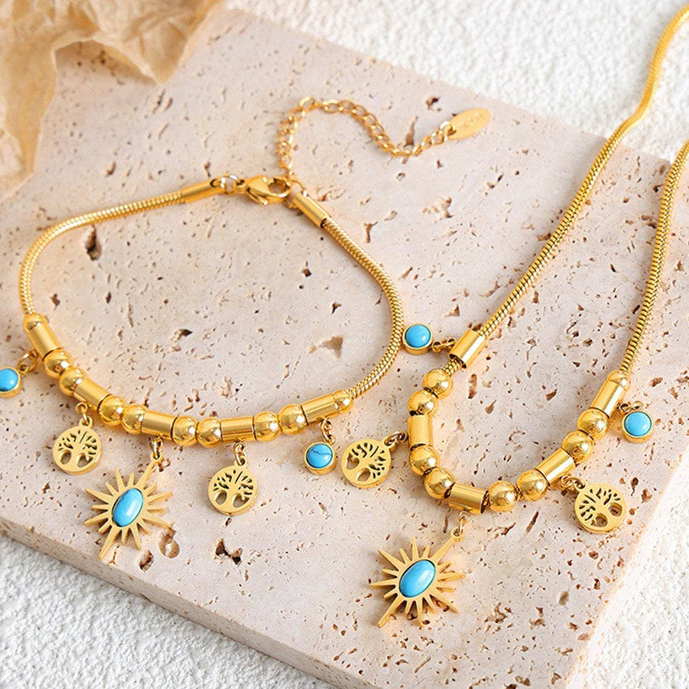 Gold-Plated Titanium Steel Charm Necklace - Trendsi - Flyclothing LLC