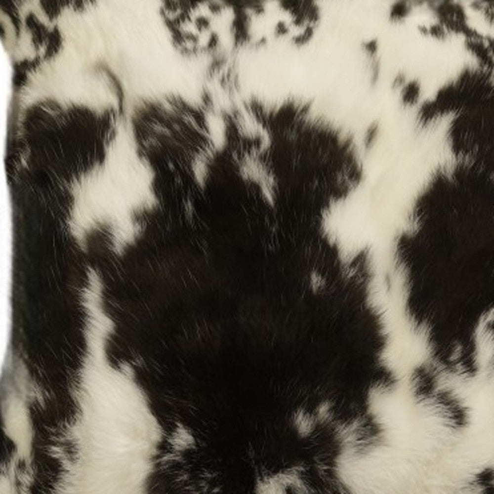Set of Two 18" Black and White Rabbit Natural Fur Throw Pillow - Homeroots - Flyclothing LLC