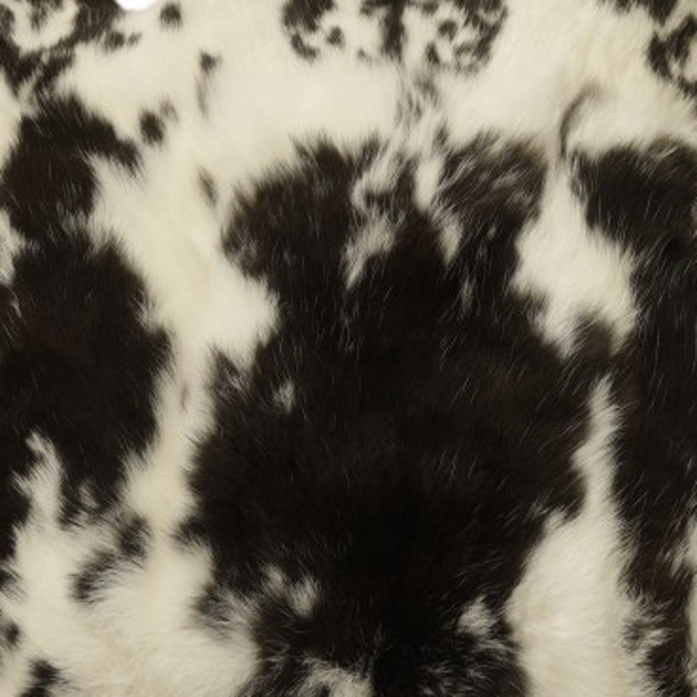 Set of Two 18" Black and White Rabbit Natural Fur Throw Pillow - Homeroots - Flyclothing LLC