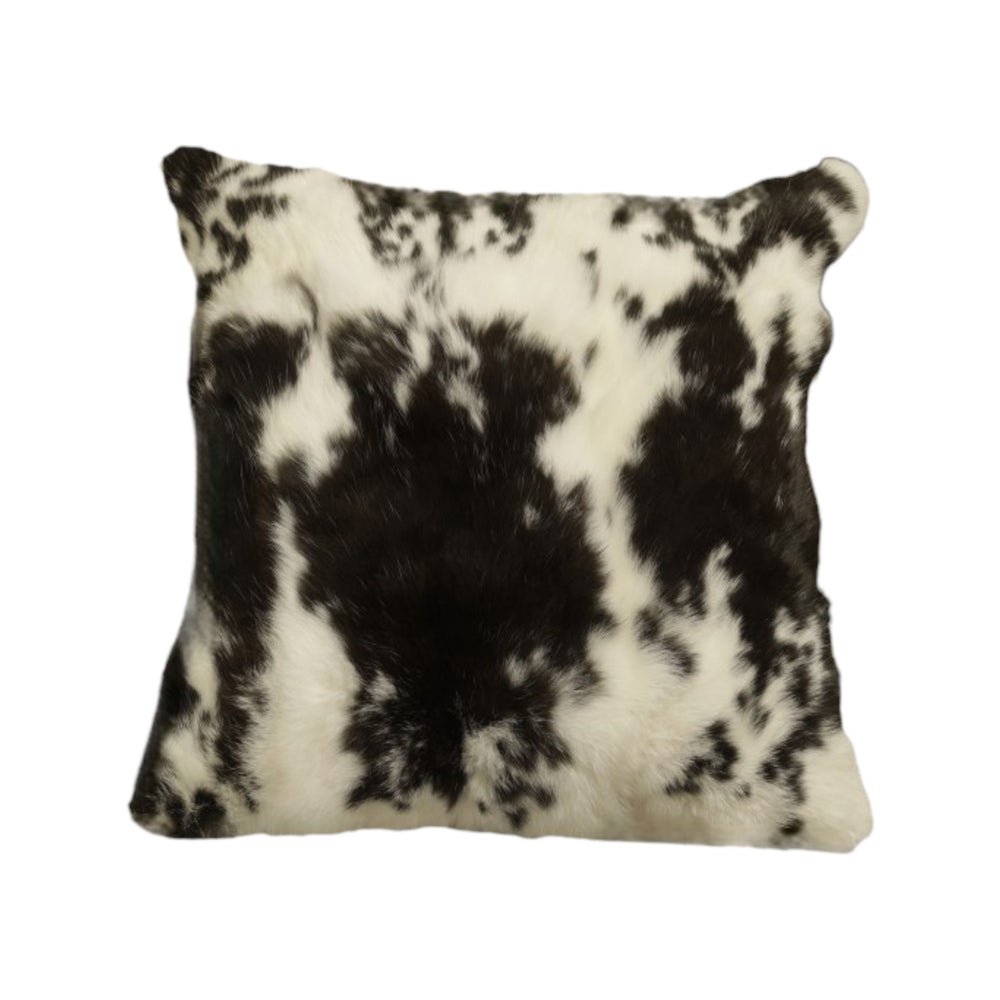 Set of Two 18" Black and White Rabbit Natural Fur Throw Pillow - Homeroots - Flyclothing LLC