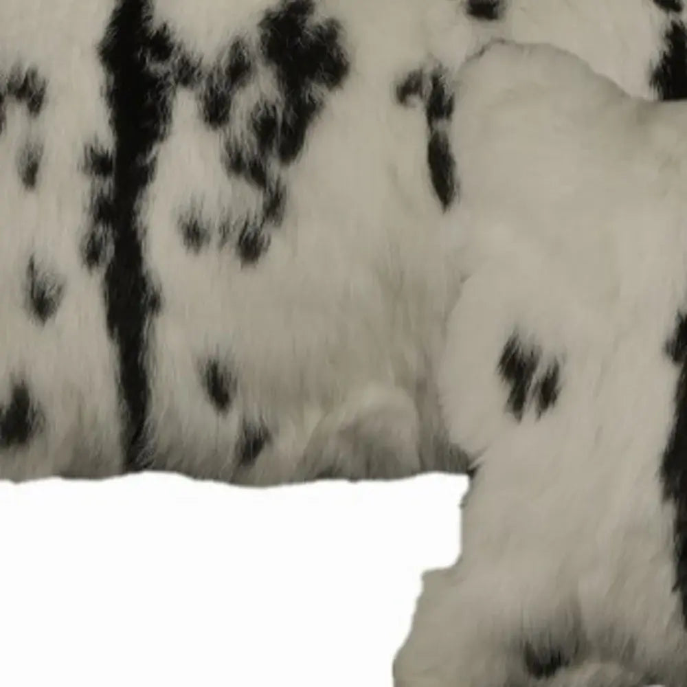 Set Of Two 12" X 20" Black And White Rabbit Zippered Natural Fur Animal Print Throw Pillows - Homeroots - Flyclothing LLC