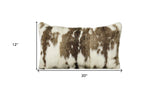 Set of Two 12" X 20" Brown and White Rabbit Natural Fur Throw Pillow - Homeroots - Flyclothing LLC
