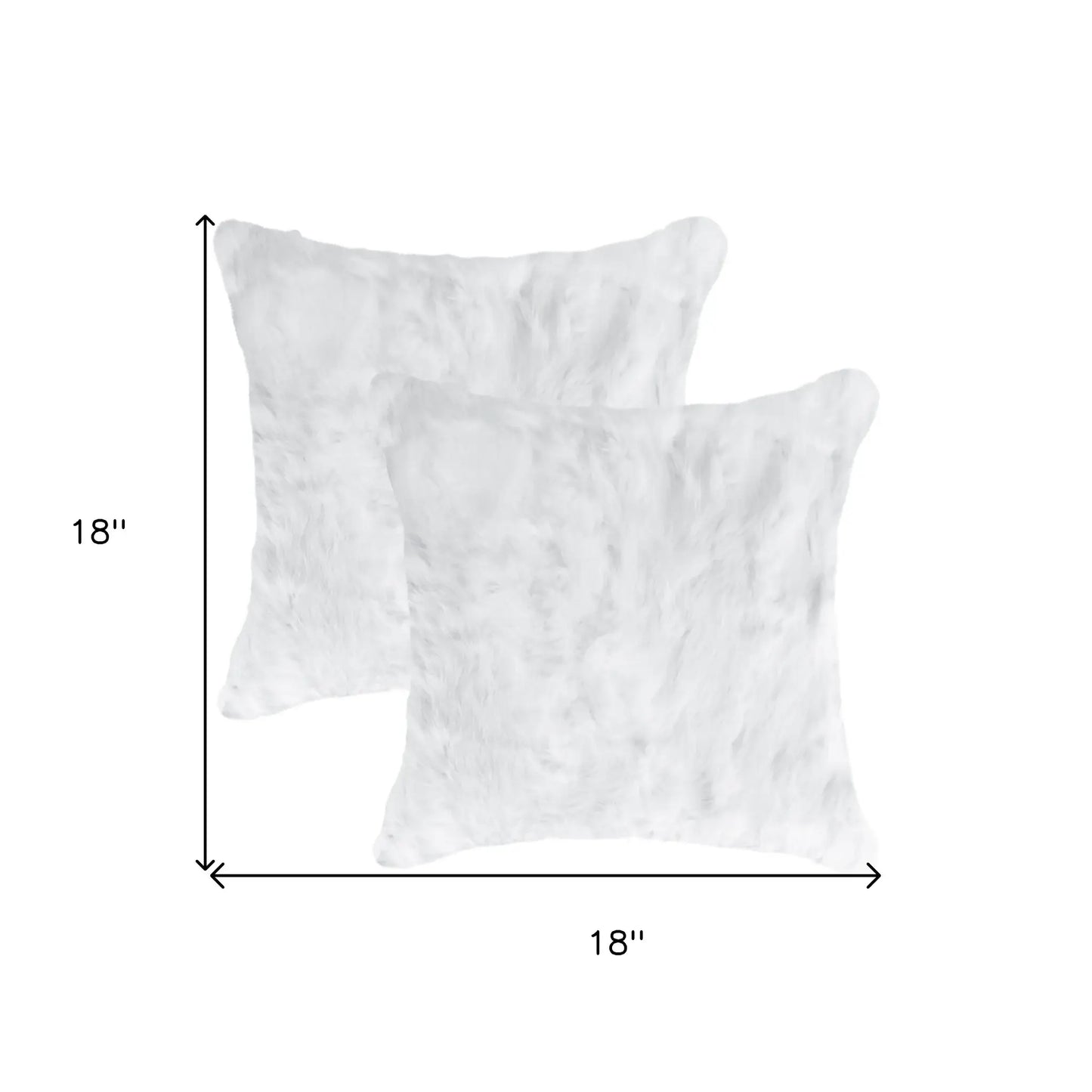 Set Of Two 18" White Rabbit Zippered Natural Fur Throw Pillows - Homeroots - Flyclothing LLC
