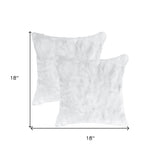 Set Of Two 18" White Rabbit Zippered Natural Fur Throw Pillows - Homeroots - Flyclothing LLC
