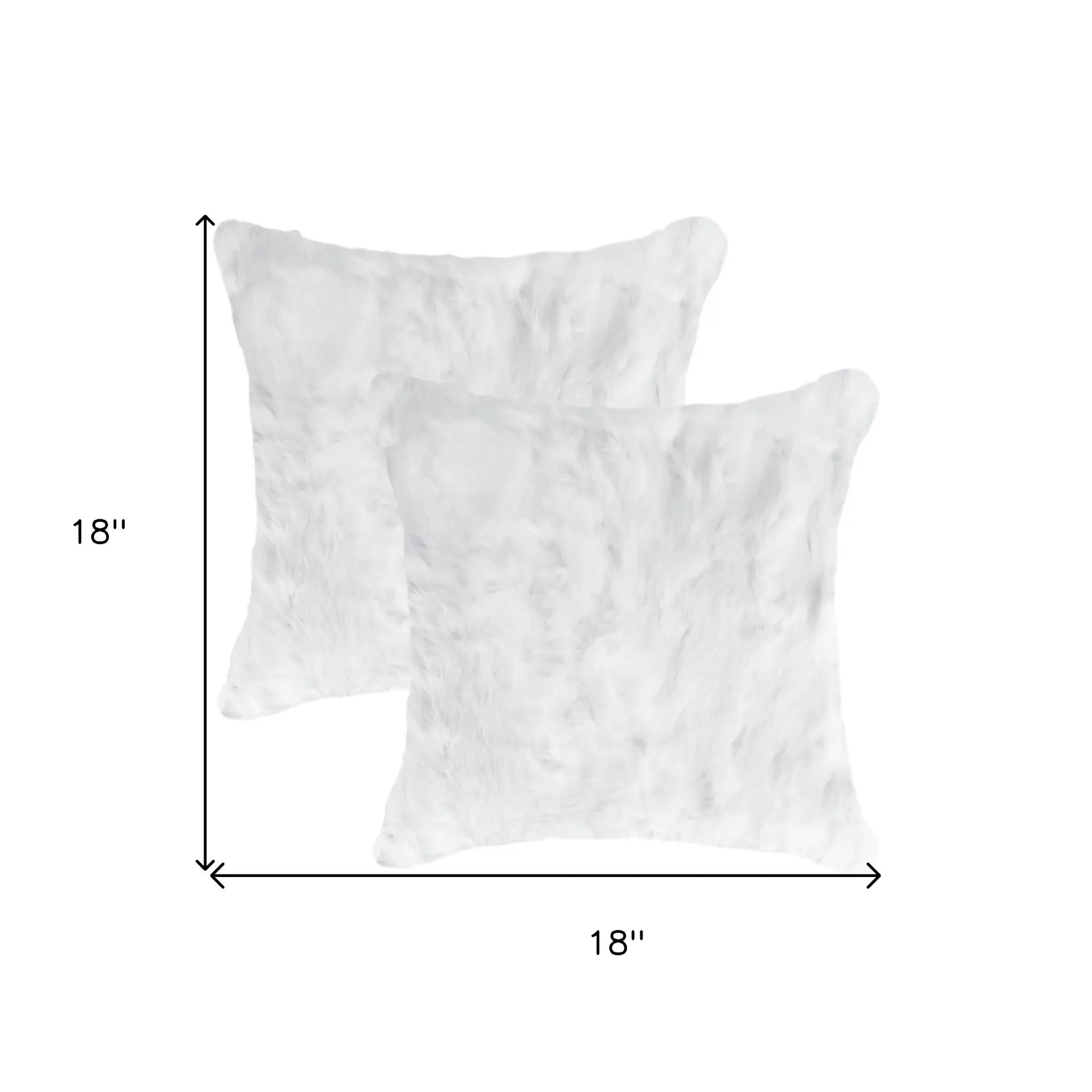 Set Of Two 18" White Rabbit Zippered Natural Fur Throw Pillows - Homeroots - Flyclothing LLC