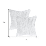 Set Of Two 18" White Rabbit Zippered Natural Fur Throw Pillows - Homeroots - Flyclothing LLC