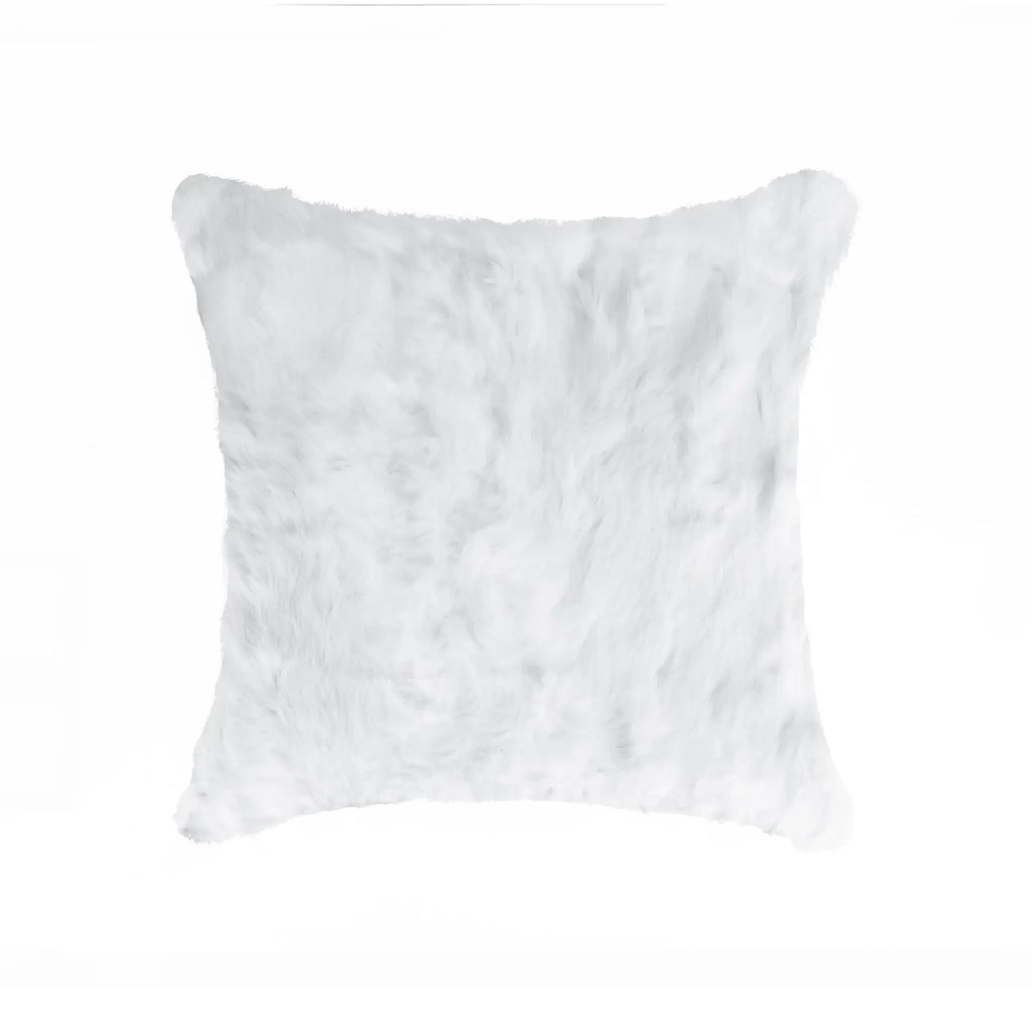 Set Of Two 18" White Rabbit Zippered Natural Fur Throw Pillows - Homeroots - Flyclothing LLC