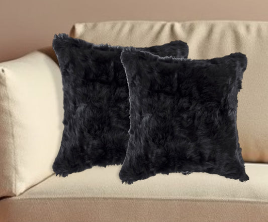 Set of Two 18" Black Throw Pillows