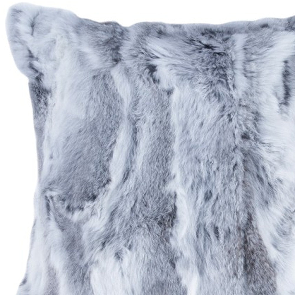 Set Of Two 18" Grey Rabbit Natural Fur Throw Pillows - Homeroots - Flyclothing LLC