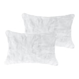 Set Of Two 12" X 20" White Rabbit Natural Fur Throw Pillows - Homeroots - Flyclothing LLC
