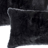Set of Two 12" X 20" Black Rabbit Natural Fur Throw Pillow - Homeroots - Flyclothing LLC