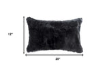 Set of Two 12" X 20" Black Rabbit Natural Fur Throw Pillow - Homeroots - Flyclothing LLC