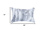 Set of Two 12" X 20" Gray Rabbit Natural Fur Throw Pillow - Homeroots - Flyclothing LLC