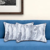 Set of Two 12" X 20" Gray Rabbit Natural Fur Throw Pillow - Homeroots - Flyclothing LLC