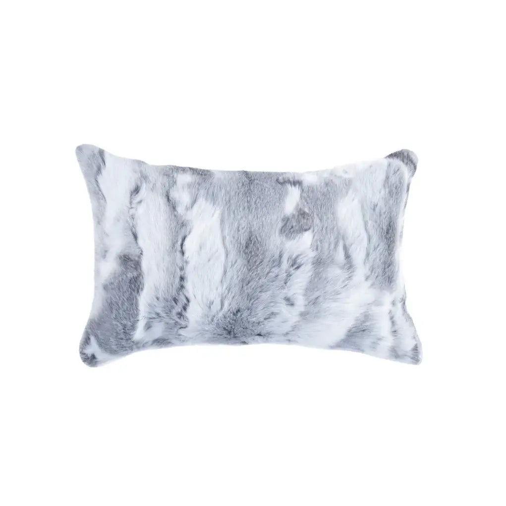 Set of Two 12" X 20" Gray Rabbit Natural Fur Throw Pillow - Homeroots - Flyclothing LLC