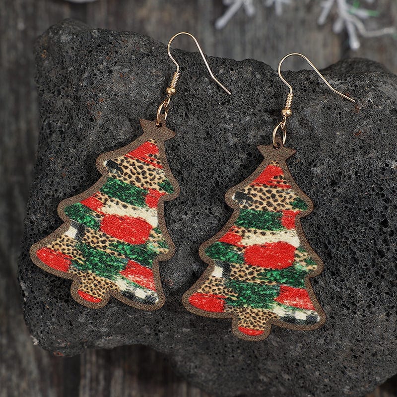 Christmas Tree PU Leather Earrings - Trendsi