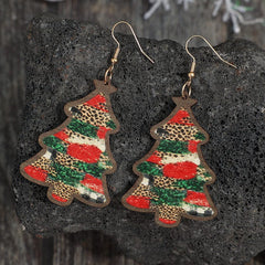 Christmas Tree PU Leather Earrings - Trendsi