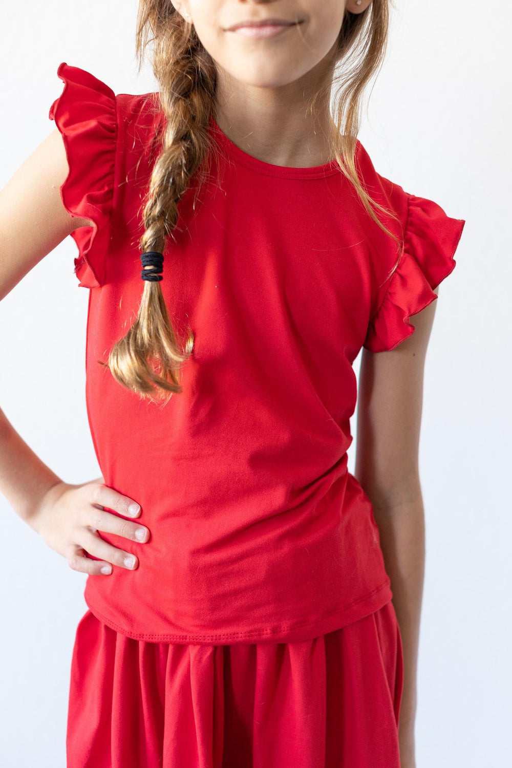 Red S/S Ruffle Tee - Mila & Rose ®