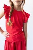 Red S/S Ruffle Tee - Mila & Rose ®
