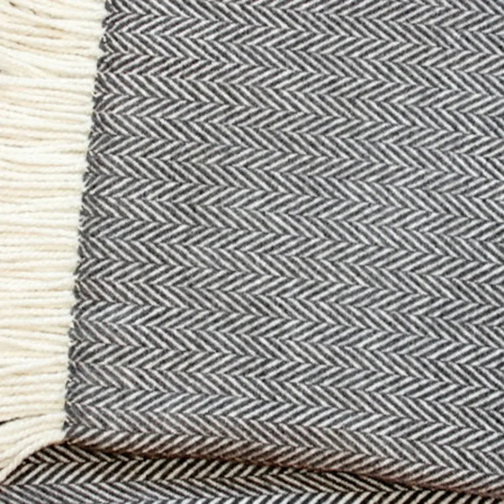 Dark Grey and White Dreamy Soft Herringbone Throw Blanket - Homeroots - Flyclothing LLC