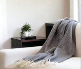 Dark Grey and White Dreamy Soft Herringbone Throw Blanket - Homeroots