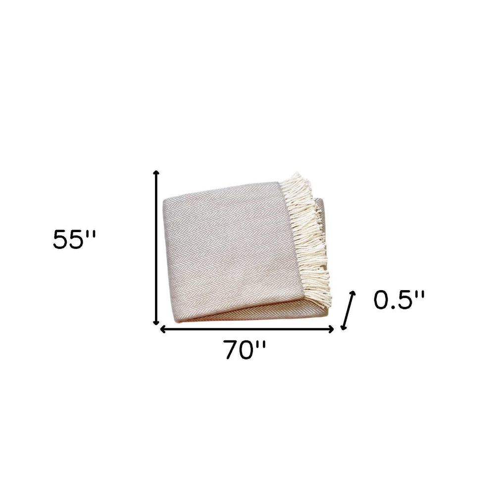 Grey and White Dreamy Soft Herringbone Throw Blanket - Homeroots - Flyclothing LLC
