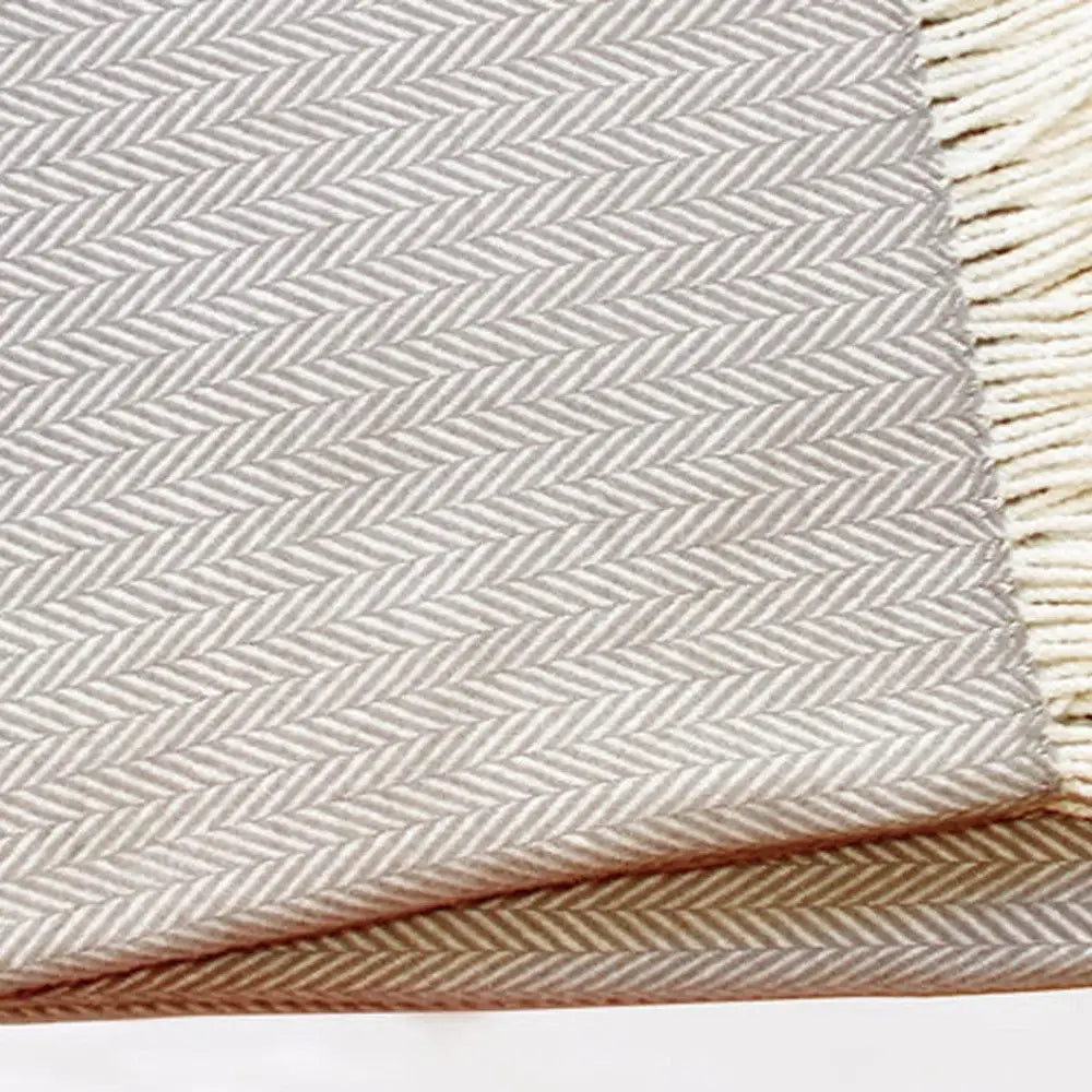 Grey and White Dreamy Soft Herringbone Throw Blanket - Homeroots - Flyclothing LLC
