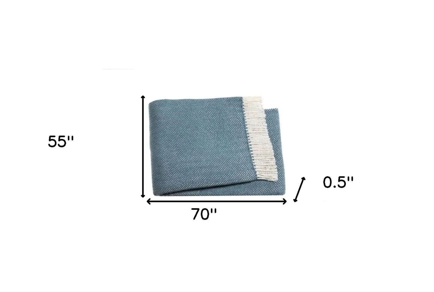 Aqua Blue and White Dreamy Soft Herringbone Throw Blanket - Homeroots - Flyclothing LLC