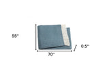 Aqua Blue and White Dreamy Soft Herringbone Throw Blanket - Homeroots - Flyclothing LLC