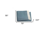 Aqua Blue and White Dreamy Soft Herringbone Throw Blanket - Homeroots - Flyclothing LLC