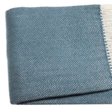 Aqua Blue and White Dreamy Soft Herringbone Throw Blanket - Homeroots