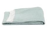55" X 70" Sage and Ivory Woven Cotton Herringbone Plush Throw Blanket - Homeroots