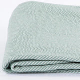 55" X 70" Sage and Ivory Woven Cotton Herringbone Plush Throw Blanket - Homeroots