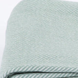 55" X 70" Sage and Ivory Woven Cotton Herringbone Plush Throw Blanket - Homeroots