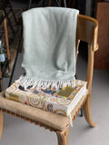 55" X 70" Sage and Ivory Woven Cotton Herringbone Plush Throw Blanket - Homeroots - Flyclothing LLC