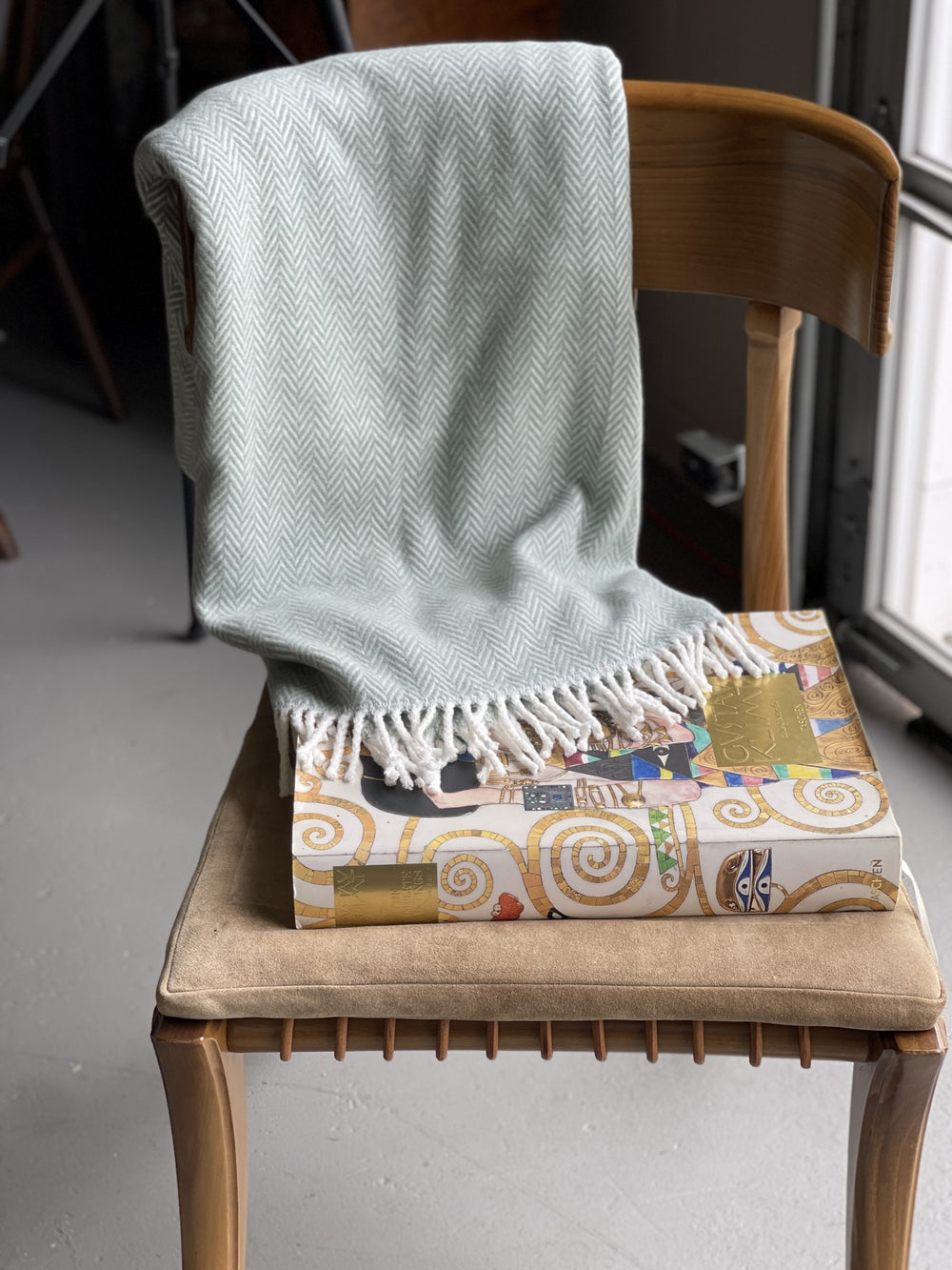 55" X 70" Sage and Ivory Woven Cotton Herringbone Plush Throw Blanket - Homeroots - Flyclothing LLC