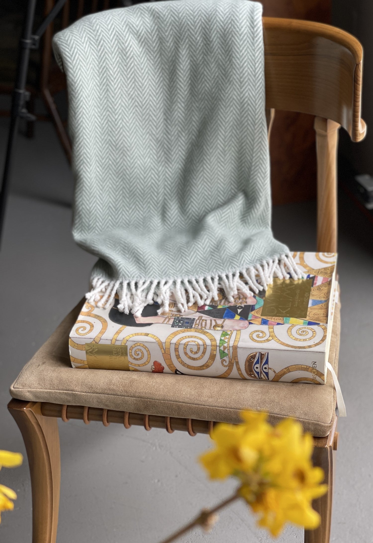 55" X 70" Sage and Ivory Woven Cotton Herringbone Plush Throw Blanket - Homeroots - Flyclothing LLC