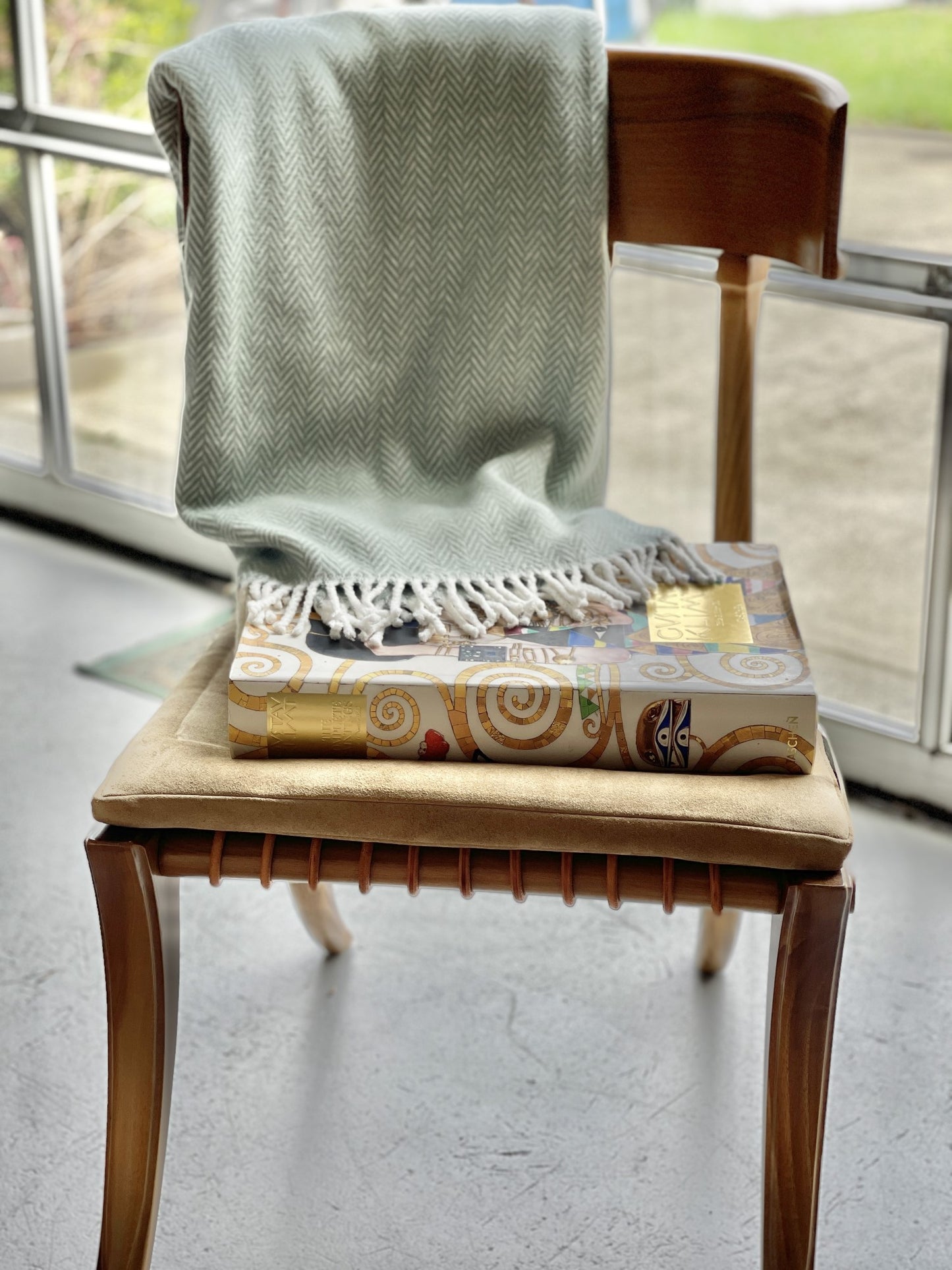 55" X 70" Sage and Ivory Woven Cotton Herringbone Plush Throw Blanket - Homeroots - Flyclothing LLC